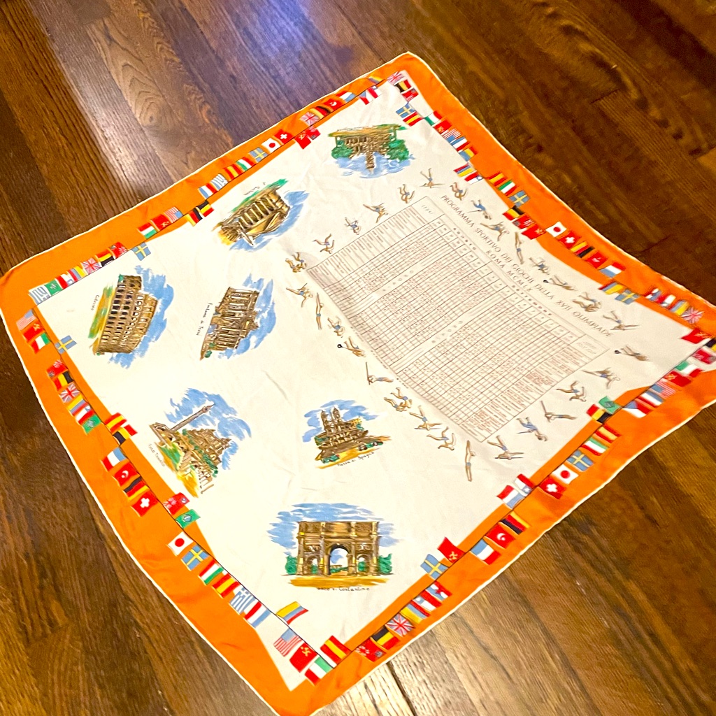1960 Olympics In Rome Silk Scarf Collectors